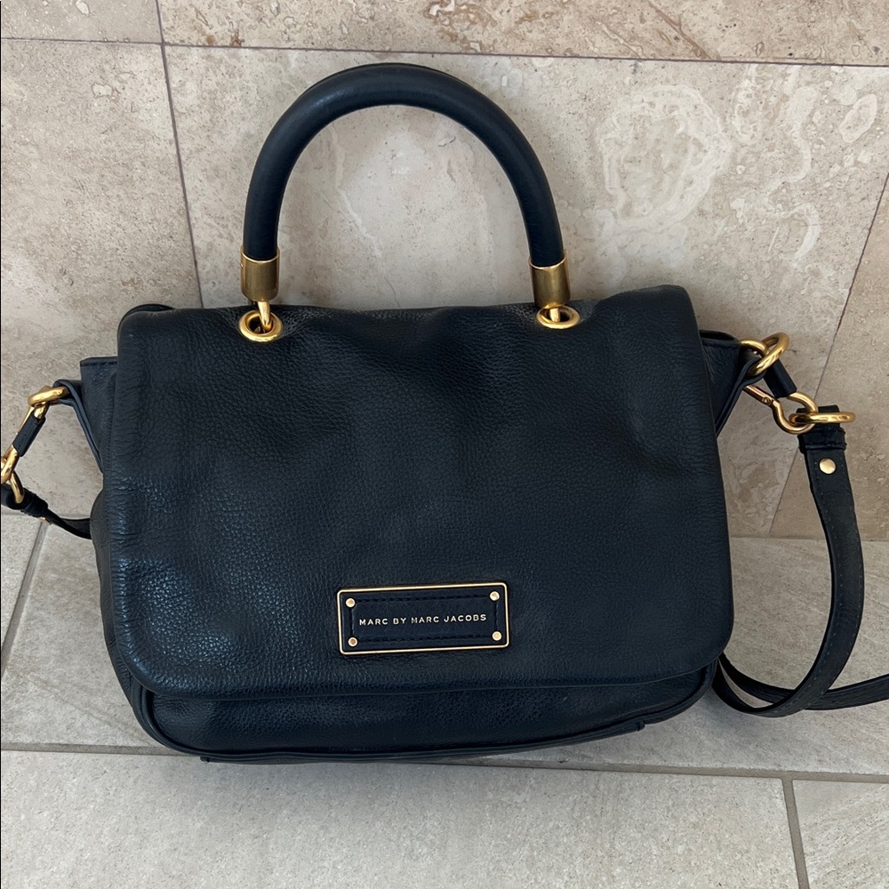 Marc by Marc Jacobs Black Satchel with Gold Accents